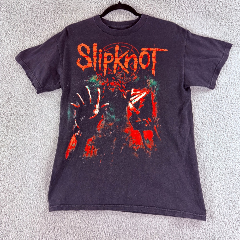 Slipknot T Shirt Mens Small Black Distressed Graphic Band Tee Nu Metal Rock